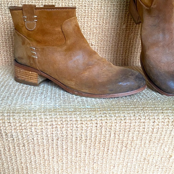 Distressed leather suede ankle boots, sz 40 from Garnet Hill